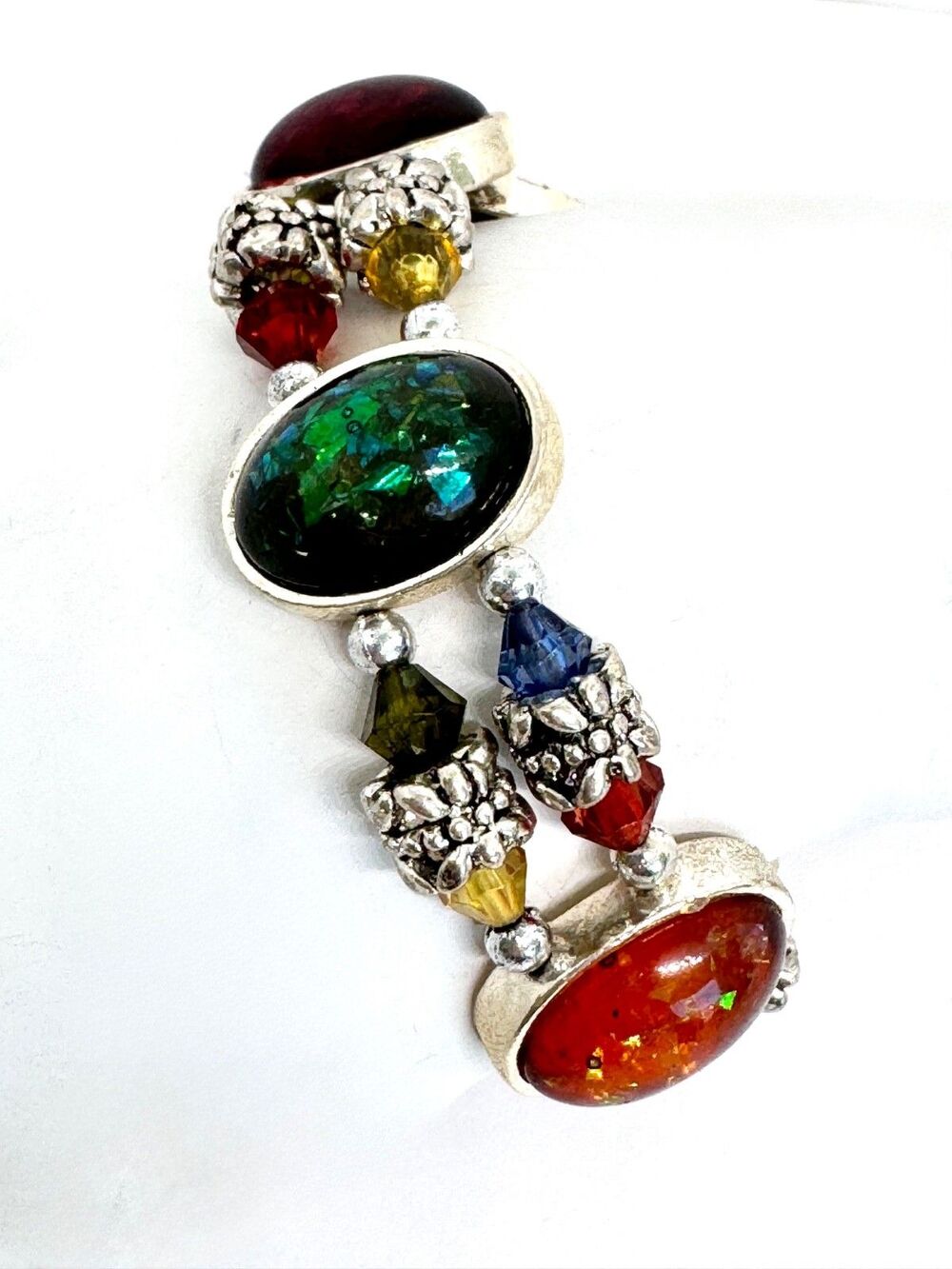 Silver & Acrylic Ladies Watch Mother of Pearl Face Bracelet #1182 - Picture 4 of 5